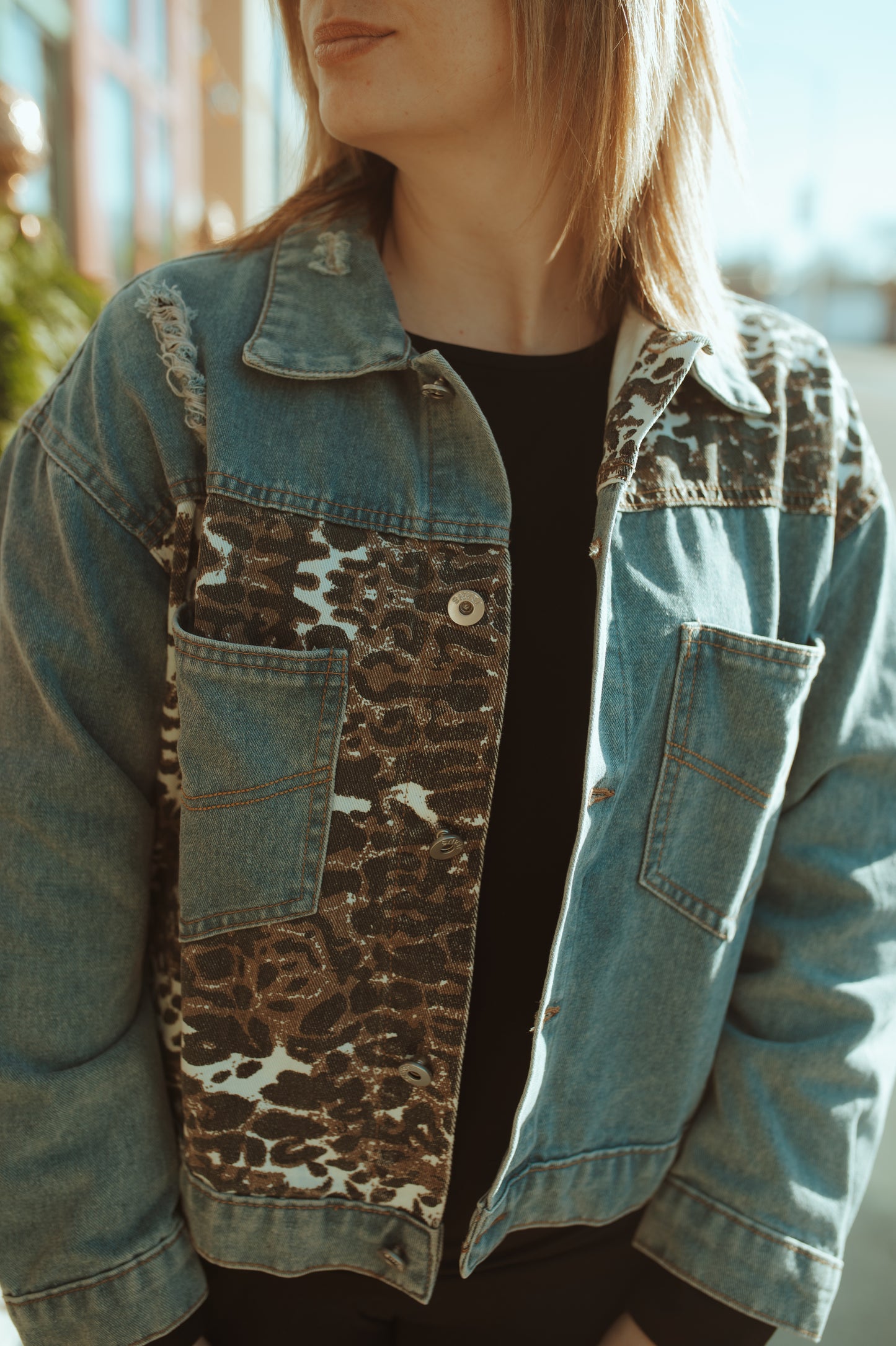 Leopard Denim Jacket