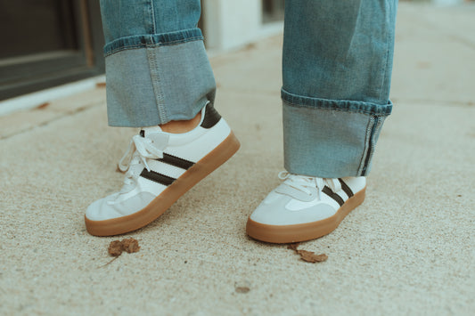 Black & White Stripe Tennis Shoe