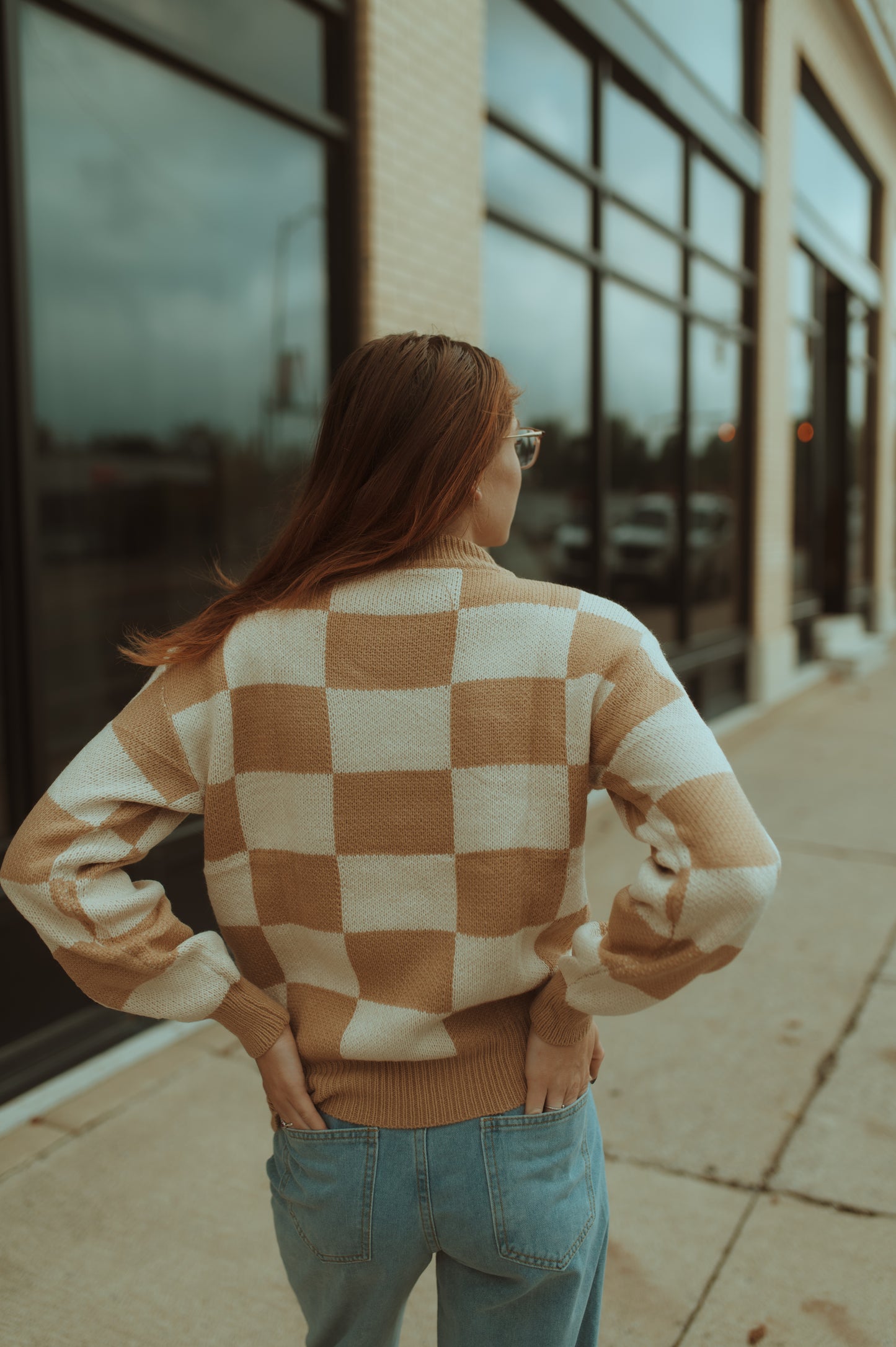 Checkered Sweater - Khaki