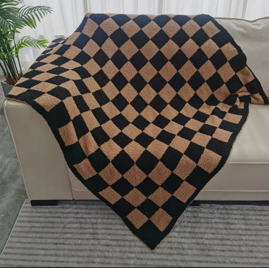 Checkered Blanket Camel 50x59”