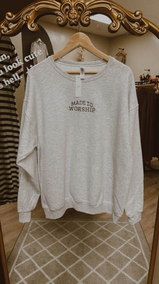 Embroidered Made To Worship Minimalistic Sweatshirt