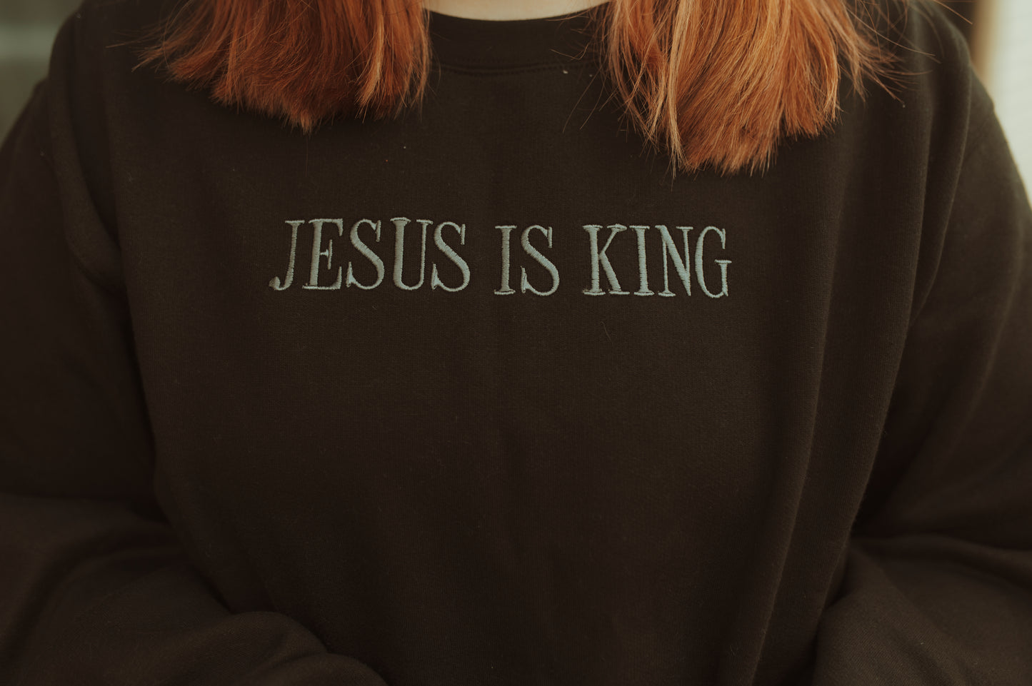 Jesus is King Embroidered Crewneck