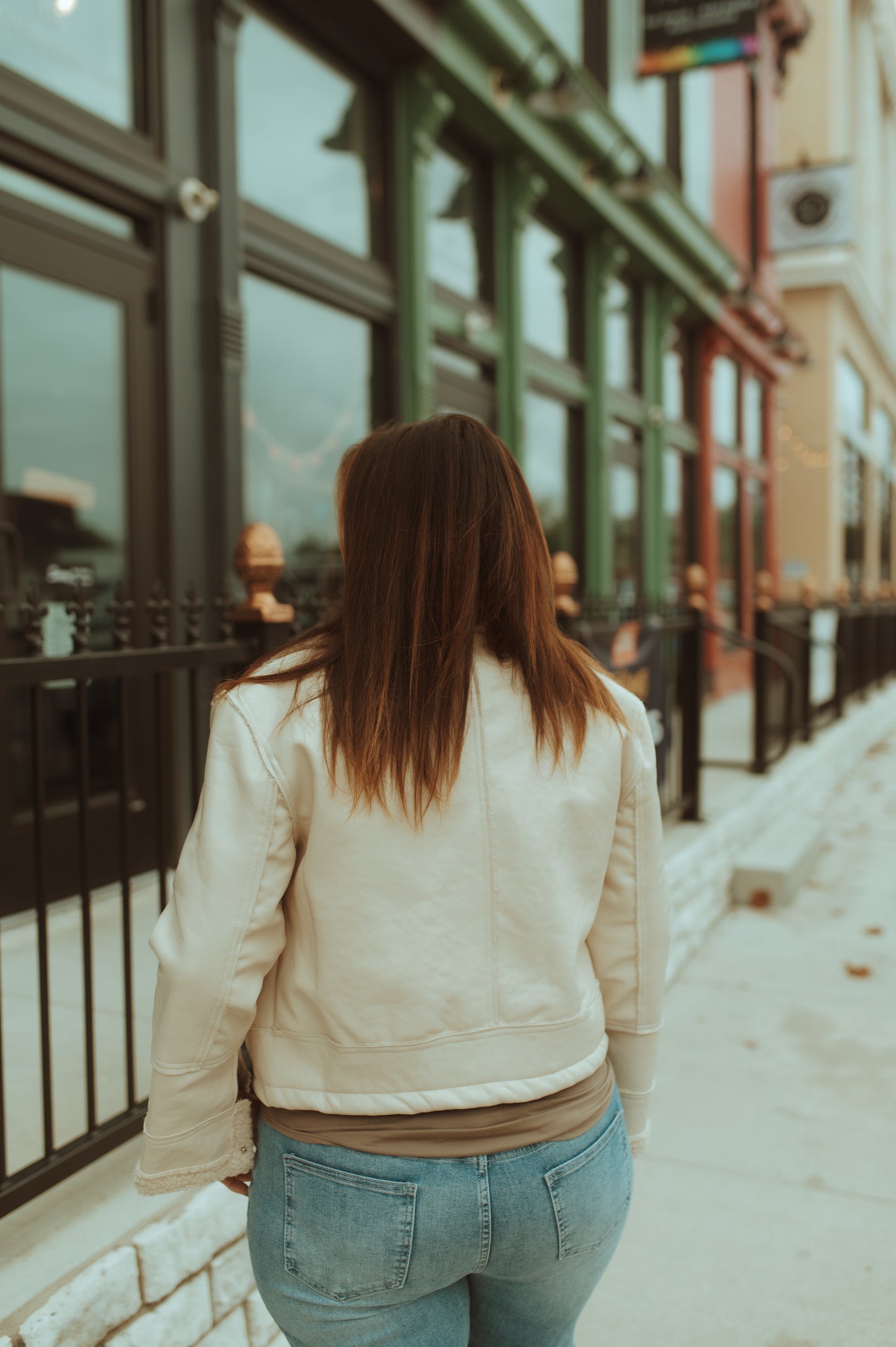 Leather Sherpa Jacket - Cream