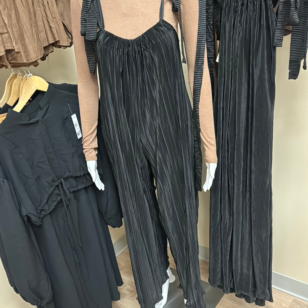 Textured Tie Jumpsuit