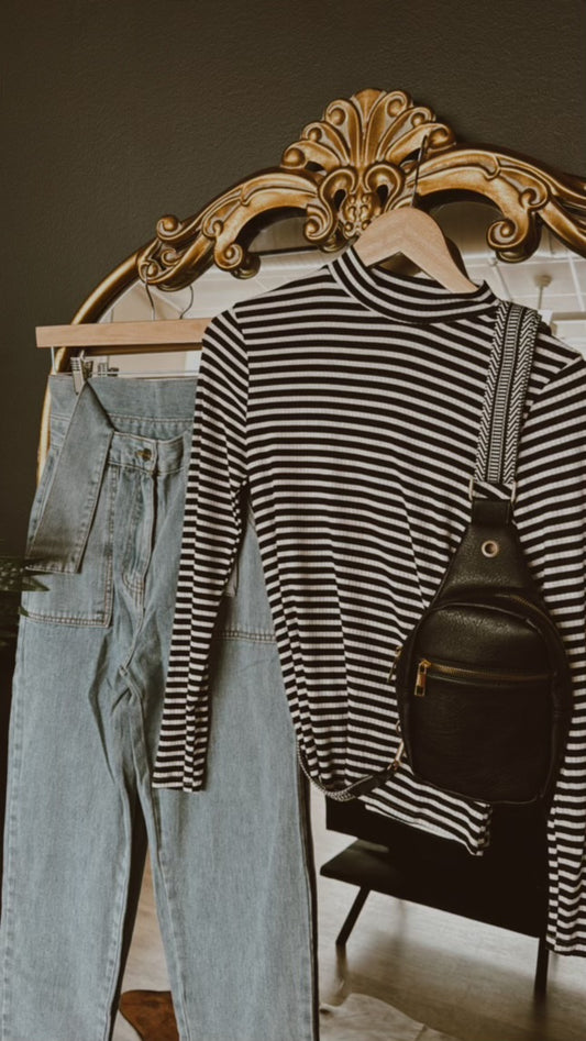 Black + White Stripe Top