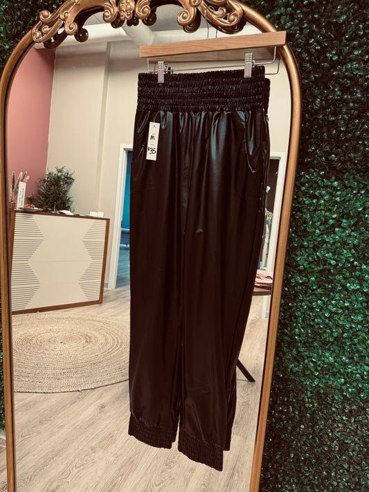 Faux Leather Joggers