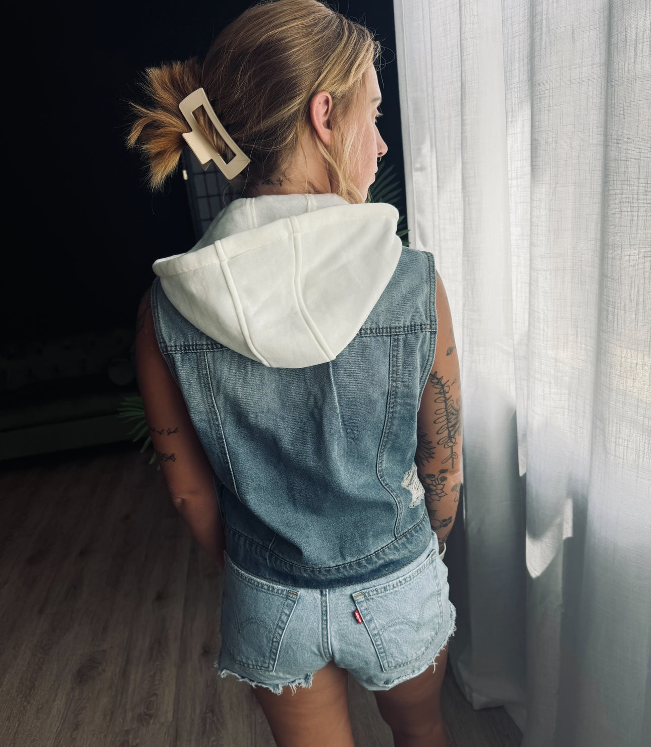 Hooded Denim Vest